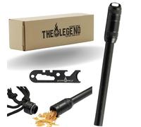 Outdoor Ninja The Legend Tactical - acciarino in acciaio per escursioni, bushkraft, trekking, campeggio e altri hobby all'aperto, incluso raschietto multifunzione, il kit di sopravvivenza perfetto