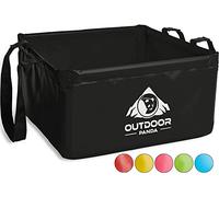 Outdoor Panda | Ciotola pieghevole da 15 o 20 litri - quadrata | Ciotola pieghevole da campeggio in tessuto telato resistente | Alternativa alla ciotola e al lavandino di plastica | Nero