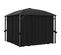 Outdoor Patio Gazebo con curtains, 300 x 300 x 265 cm, telaio in alluminio antracite e acciaio, resistente ai raggi UV, in policarbonato, Easy Assembly Sun Shade Canopy for Garden Party