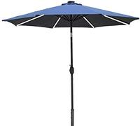 Outdoor Patio Umbrellas 2.5M Garden Parasol Umbrella with Solar Light Bar Winding Crank And Tilt Function Outdoor Patio Beach Sun Shade