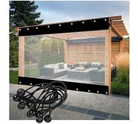 Outdoor Pergola Side Panels Waterproof Terrace Curtains with Eyelets Transparent and Black 1.90x2.50m