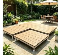 Outdoor Raised Deck Platform, Waterproof Low Profile Patio Platform Deck | With Anti-Slip Surface, Outdoor Wood Composite Elevated Platform, Suitable For Outdoor Scenarios(Teak color)