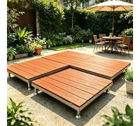 Outdoor Raised Deck Platform, Waterproof Low Profile Patio Platform Deck | With Anti-Slip Surface, Outdoor Wood Composite Elevated Platform, Suitable For Outdoor Scenarios(Redwood color)