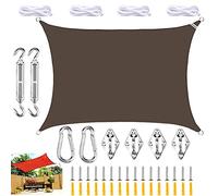 Outdoor Rectangle Sun Shade Sail Canopy Waterproof Sun Shade Awning with 98% UV Block Large Size for Patio and Beach Complete with Fixing Kit