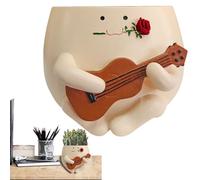 Outdoor Resin Pots - Cute Unique Flower Pots with Ukulele and Rose Pattern | Decorative Resin for Succulents Vines Azaleas Orchids Garden Use