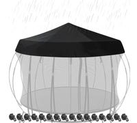 Outdoor Round Trampoline Cover - 600D Oxford Cloth 340cm Heavy Duty | Waterproof UV Resistant Trampoline Tent Canopy With 16 Fixing Straps, Protective Sun Shade | Replacement Cover For 10 12 14ft