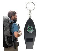 Outdoor Safety Whistle - Loud Defense Alert, Adventure Tool Kit, Travel Keychain Whistles | Mini 4 In 1 Whistlee Thermometer Magnifying Compass, Distress Gear plastik Unit For Exploration, Scouting