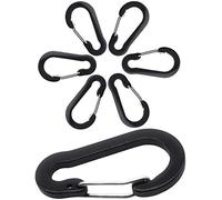 OUTDOOR SAXX 6 moschettoni in alluminio, moschettoni a clip, moschettoni, 5 cm, confezione da 6, colore: nero
