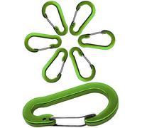 OUTDOOR SAXX 6 moschettoni in alluminio, moschettoni a clip, moschettoni, 5 cm, confezione da 6, colore: verde