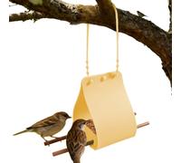 Outdoor Silicone Bird Feeder - 35x8cm Hanging Feeder With Wooden Perch, Adjustable Strap Tray | Weatherproof Lightweight Tree Mounted Birds Feeders | Wild Bird Feeding Station For Garden Backyard