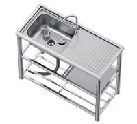 Outdoor Sink Professional Kitchen Sink with 1 Basin Portable Garden Wash Station Utility Sink with Faucet for Indoor/Restaurant/Café/Garage/Bar-100 * 45 * 80cm/39.3 * 17.7 * 31.4in