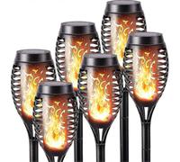 Outdoor Solar Flame Lights - 6 Pack Waterproof Solar Torch Light, Solar Flickering Flame Light for Decor, Garden, Patio, Paths