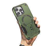 Outdoor Sports Long Strap Crossbody Magnetic Bracket Case for iPhone, Drop-Proof Dual Layer Armor Case, Magnetic Phone Case 13/14/15/16, Hidden Stand Mobile Phone Case (16Pro-max,Green)