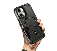 Outdoor Sports Long Strap Crossbody Magnetic Bracket Case for iPhone, Drop-Proof Dual Layer Armor Case, Magnetic Phone Case 13/14/15/16, Hidden Stand Mobile Phone Case (13,Black)