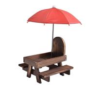 Outdoor Squirrel Feeder, Funny Wildlife Feeding Station, Built-in Umbrella Design, Wooden Corn Holder Stage, Bird Feeder Accessory, Ideal for Sparrows, Finches, Robins, Bluebirds