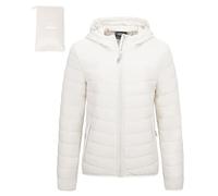 Outdoor Ventures Giacca trapuntata da donna, leggera, avvolgente, calda, con cappuccio, foderata, con tasche, per il tempo libero, le escursioni, i viaggi, crema, M