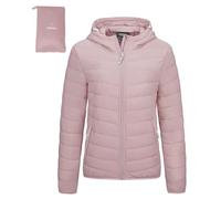Outdoor Ventures Giacca trapuntata da donna, leggera, avvolgente, calda, con cappuccio, foderata, con tasche, per il tempo libero, le escursioni, i viaggi, Rosa pallido, M