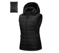 Outdoor Ventures Gilet trapuntato da donna con cappuccio, ripiegabile, per | Impermeabile, caldo, leggero, 3 tasche, ibrido foderato, cerniera su tutta la lunghezza, per escursioni, campeggio, viaggi