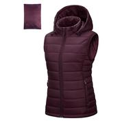 Outdoor Ventures - Giubbotto trapuntato da donna con cappuccio, pieghevole, per mezza stagione, imbottito ibrido, sportivo, da donna, caldo, con scollo a camicia, per ciclismo, escursionismo