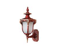Outdoor Wall Sconce-Light E27 Retro Exterior Wall Mount Light Fixture, European Style Patio Ip54 Waterproof Lantern Wall Lamp Porch Aluminum Wall Sconce Lighting With Seeded Glass Shade/Red Bronze/21*