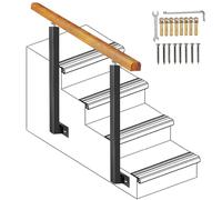 Outdoor Wood ils per 1-4 gradini Kit completo di transizione il Kit di sicurezza per ringhiere per scale ringhiere supporto per terrazze da giardino e guida per corridoio (colore: Heig)