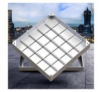 Outdoor Yard Invisible Manhole Cover, Recessed Rectangular Stainless Steel Sewage Cover And Base, Metal Inspection Covers for Septic Tanks(70x70cm)