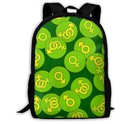 Outdoor Zaino Per Le Scuole Green Gender Symbols Zainetto Scuola Impermeabile Borse Da Scuola Per Adulti, Scuola, Escursionismo, 42X32X14Cm