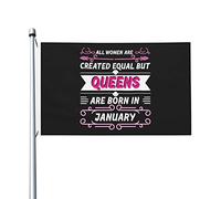 Outdoorbandiera All Women Are Created Equal But Qu-Eens Are Born In January Con 2 Occhielli Bandiera Garden Resistente Alle Intemperie Decorazioni Da Giardino Per Esterni Casa La Casa 3X5 Ft