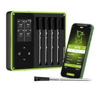 Outdoorchef Easy Check Termometro Quadro - Termometro wireless Bluetooth per barbecue con app, 4 sensori, portata 200 m, lavabile in lavastoviglie, docking station magnetica inclusa