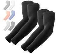 OutdoorEssentials Maniche a braccio con protezione solare UV, manica di compressione di raffreddamento, maniche sportive e UV per uomo e donna, 2 paia: nero, OSFM