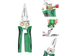 Outdoorfun 8 in 1 Wire Stripper Twister for Cutting and Pulling Wires Cable Scissors, Voltage Tester, Multi-Function 8 In 1 Electric Wire Stripping Tool with Audible and Led Alarms (Green)