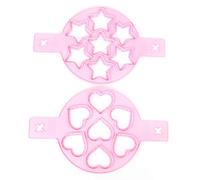 outdoorm 2 pezzi Anello per uova in silicone, stampo per pancake antiaderente, padella per cuocere le uova, stampo ribaltabile, accessori da fai da te