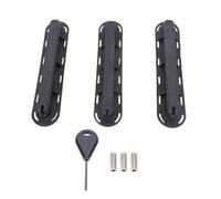 outdoorm 3 pezzi set di scatole per pinne tavola da surf in PVC set di tappi per pinne da surf con chiave a viti per la sostituzione della pinna della tavola da paddle (Nera)