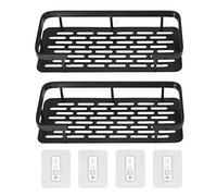 outdoorm Carrello per doccia, forma rettangolare a doppio strato, salvaspazio, installazione in alluminio, forniture per il bagno, per la casa (Nera)