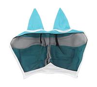 outdoorm Maschera a mosca a cavallo morbido tessuto traspirato elastico a maglia Maschera anti -fly Horse Mask con orecchie (Gancio e anello, grande blu)