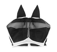 outdoorm Maschera a mosca a cavallo morbido tessuto traspirato elastico a maglia Maschera anti -fly Horse Mask con orecchie (Gancio e ciclo, grande nero)