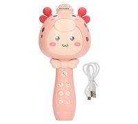 outdoorm Microfono per bambini a forma di cartone animato Microfono wireless portatile ricaricabile BT integrato per cantare durante i viaggi in auto (Rosea)