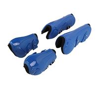 Outdoorm Stivali per gambe di cavallo in PU elastico traspirante ispessito protezione per le gambe anteriori posteriori del cavallo per tendine (Set blu di quattro XL)