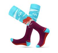 OutdoorMaster 2 Paia Calze da Sci per Donna, Calze Termiche Invernali da Snowboard Traspiranti per Sport All'aria aperta con Design OTC/Polsini Antiscivolo (M, Marrone Rosso)