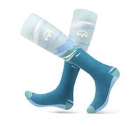 OutdoorMaster 2 Paia Calze da Sci per Donna, Calze Termiche Invernali da Snowboard Traspiranti per Sport all'Aria Aperta con Design OTC/Polsini Antiscivolo (M, Blu)