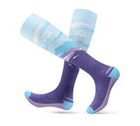 OutdoorMaster 2 Paia Calze da Sci per Donna, Calze Termiche Invernali da Snowboard Traspiranti per Sport All'aria aperta con Design OTC/Polsini Antiscivolo (M, Blu Viola)