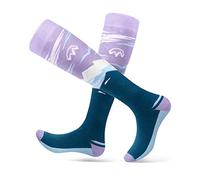 OutdoorMaster 2 Paia Calze da Sci per Donna, Calze Termiche Invernali da Snowboard Traspiranti per Sport All'aria aperta con Design OTC/Polsini Antiscivolo (M, Viola)