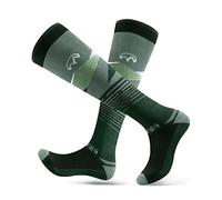 OutdoorMaster 2 Paia Calze da Sci per Uomo, Calze Termiche Invernali da Snowboard Traspiranti per Sport All'aria aperta con Design OTC/Polsini Antiscivolo (M, Verde Militare)