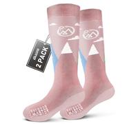 OutdoorMaster 2 Paia Lana Merino Calze da Sci per bambini, Calze Invernali da Snowboard Traspiranti per Ragazze/Ragazzi per Sport All'aria aperta con Sopra il Polpaccio Design/Polsini Antiscivolo