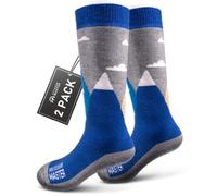 OutdoorMaster 2 Paia Lana Merino Calze da Sci per bambini, Calze Invernali da Snowboard Traspiranti per Ragazze/Ragazzi per Sport All'aria aperta con Sopra il Polpaccio Design/Polsini Antiscivolo