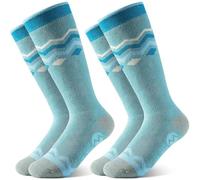 OutdoorMaster Calze Termiche Sci per Bambini in Cotone - Confezione 2 Paia - Traspiranti,Antiscivolo e Resistenti - Altezza al Polpaccio, per Sci, Snowboard e Outdoor