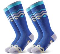 OutdoorMaster Calze Termiche Sci per Bambini in Cotone - Confezione 2 Paia - Traspiranti,Antiscivolo e Resistenti - Altezza al Polpaccio, per Sci, Snowboard e Outdoor