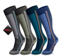 OutdoorMaster Calzini da sci in lana merino, Calzini termici a compressione di cuscini leggeri per uomo e donna, Calze da snowboard a freddo sul polsino antiscivolo, Ridurre il dolore muscolare