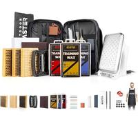 OutdoorMaster Kit di messa a punto e ceretta da sci, snowboard, con ceretta, cera universale, accordatore bordi, pennello, raschietto, ptex, vite fissatrice, elastico (nero, XL-aggiornamento)