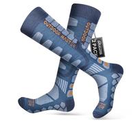 OutdoorMaster Lana Merino Calze da Sci, 2 Pack calze da sci sopra il polpaccio con polsino antiscivolo per Uomo e Donna, calze termiche a compressione invernale per sci, snowboard